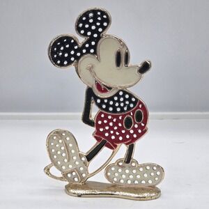 Vintage Mickey Mouse Earring Holder Stand Metal Enamel Walt Disney Productions